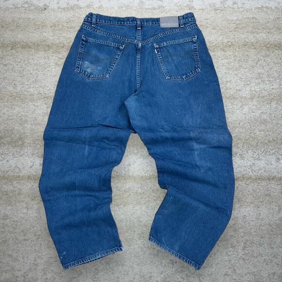 Vintage Silver Tab Levis Jeans Baggy Fit Navy Blue Wash Made in USA Denim 90s - Picture 1 of 6